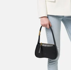 Borse A Spalla|Elisabetta Franchi Borsa hobo mini in nappa lucida Nero
