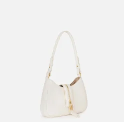 Borse A Spalla|Elisabetta Franchi Borsa hobo piccola in materiale effetto pelle con zip Burro