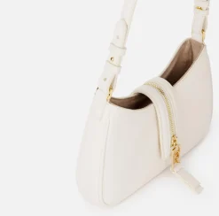 Borse A Spalla|Elisabetta Franchi Borsa hobo piccola in materiale effetto pelle con zip Burro