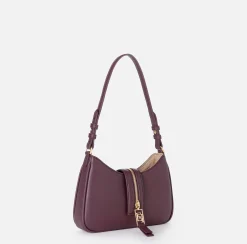 Borse A Spalla|Elisabetta Franchi Borsa hobo piccola in materiale effetto pelle con zip RougeNoir