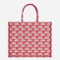 Borse A Mano|Elisabetta Franchi Borsa Monogram Grande Burro/Rosso