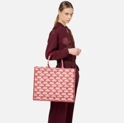 Borse A Mano|Elisabetta Franchi Borsa Monogram Grande Burro/Rosso
