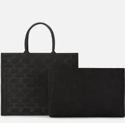 Borse A Mano|Elisabetta Franchi Borsa Monogram Grande Con Organizer Nero
