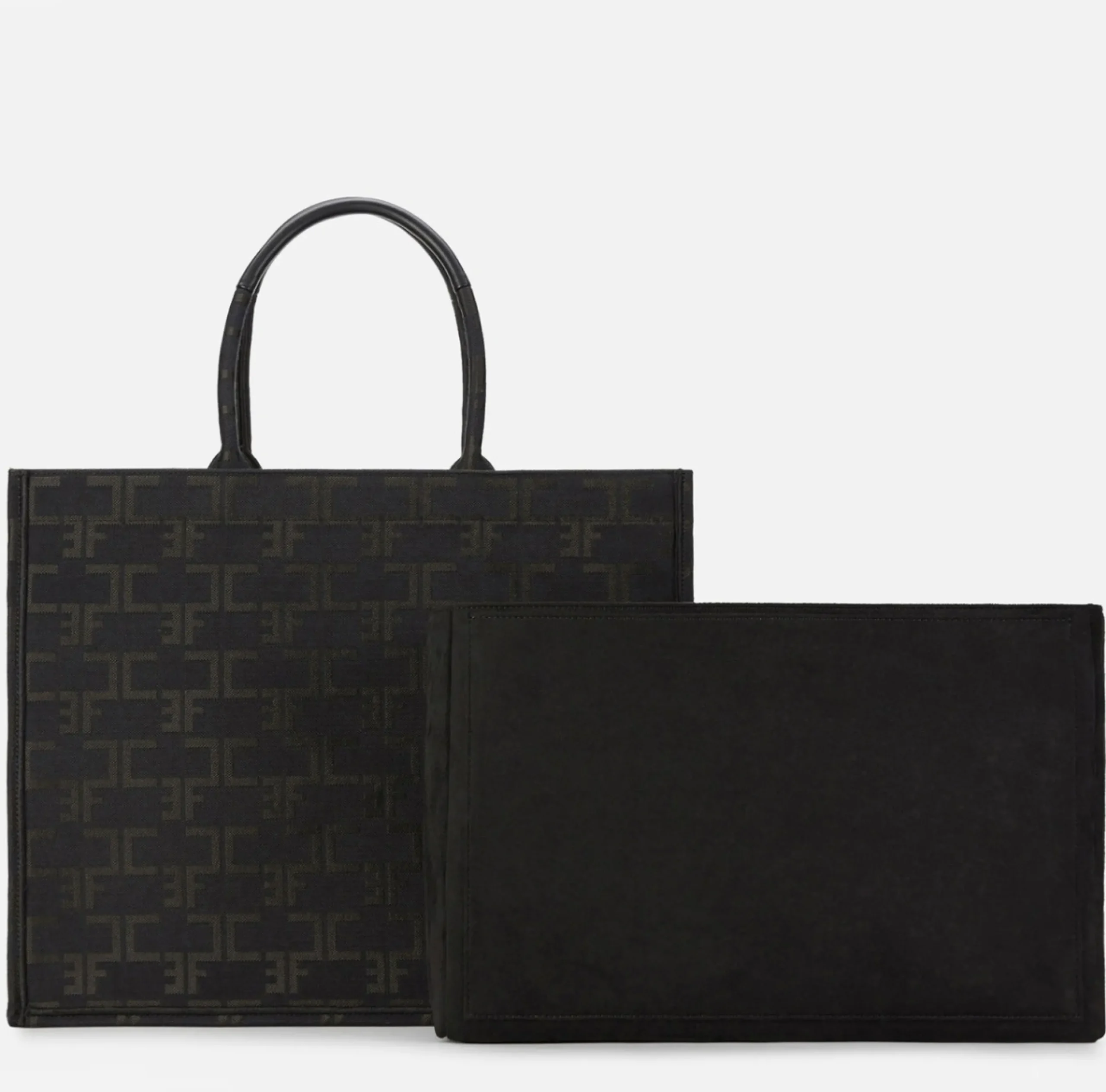Borse A Mano|Elisabetta Franchi Borsa Monogram Grande Con Organizer Nero