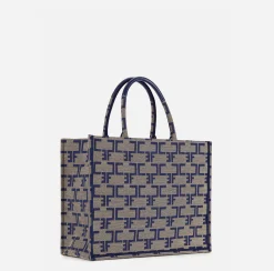 Borse A Mano|Elisabetta Franchi Borsa Monogram Media Cammello/Blu