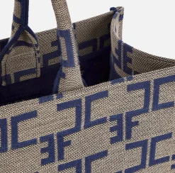 Borse A Mano|Elisabetta Franchi Borsa Monogram Media Cammello/Blu