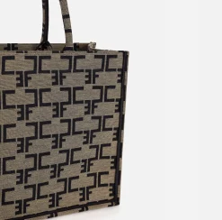 Borse A Mano|Elisabetta Franchi Borsa Monogram Media Liquirizia/Nero