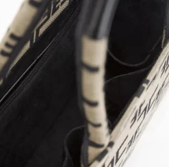 Borse A Mano|Elisabetta Franchi Borsa Monogram Media Con Organizer Liquirizia/Nero