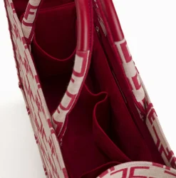 Borse A Mano|Elisabetta Franchi Borsa Monogram Media Con Organizer Burro/Rosso