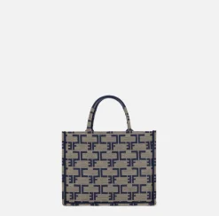 Borse A Mano|Elisabetta Franchi Borsa Monogram Piccola Cammello/Blu