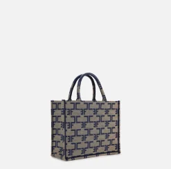 Borse A Mano|Elisabetta Franchi Borsa Monogram Piccola Cammello/Blu