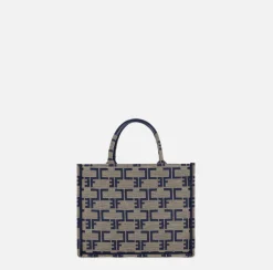 Borse A Mano|Elisabetta Franchi Borsa Monogram Piccola Cammello/Blu
