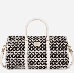 Valigeria|Elisabetta Franchi Borsone Weekend Monogram Travel Burro/Nero