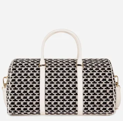 Valigeria|Elisabetta Franchi Borsone Weekend Monogram Travel Burro/Nero