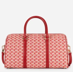 Valigeria|Elisabetta Franchi Borsone Weekend Monogram Travel Burro/Rosso