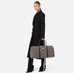 Valigeria|Elisabetta Franchi Borsone Weekend Monogram Travel Nero/Burro