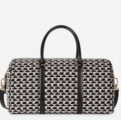 Valigeria|Elisabetta Franchi Borsone Weekend Monogram Travel Nero/Burro