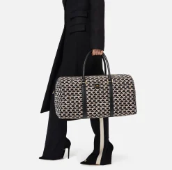 Valigeria|Elisabetta Franchi Borsone Weekend Monogram Travel Nero/Burro