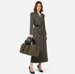 Valigeria|Elisabetta Franchi Borsone Weekend Monogram Travel Liquirizia/Nero
