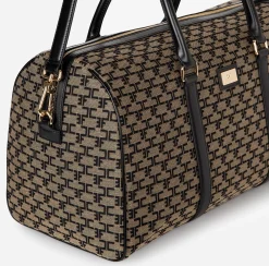 Valigeria|Elisabetta Franchi Borsone Weekend Monogram Travel Liquirizia/Nero