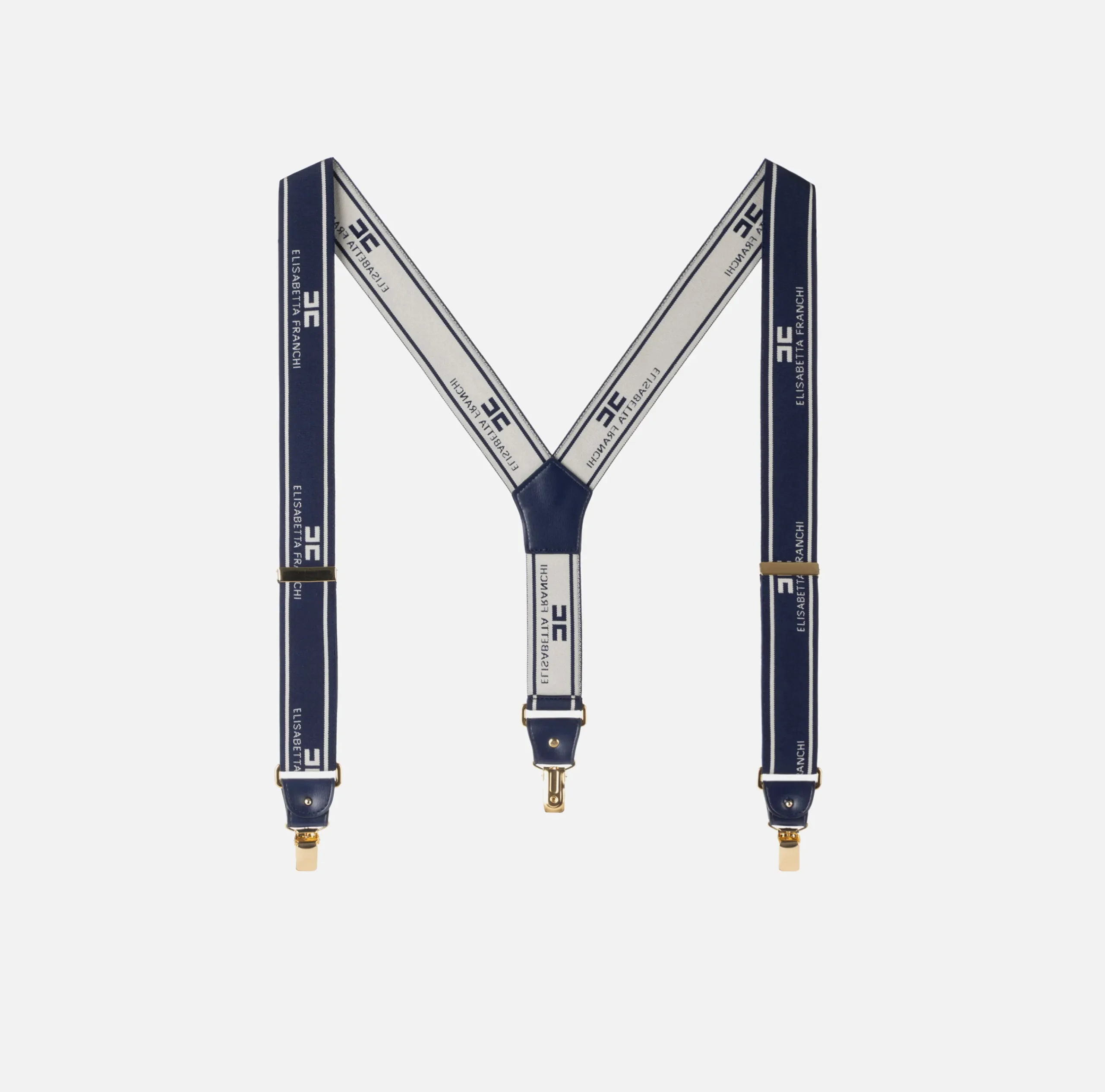 Cinture|Elisabetta Franchi Bretelle con elastico logato Navy