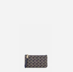 Clutch|Elisabetta Franchi Bustina Monogram Cammello/Blu