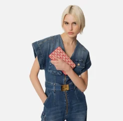 Clutch|Elisabetta Franchi Bustina Monogram Burro/Rosso