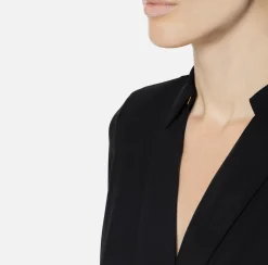 Camicie E Bluse|Top, T-Shirt & Body|Elisabetta Franchi Camicia body in georgette con scollo incrociato Nero