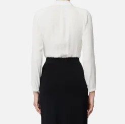 Camicie E Bluse|Top, T-Shirt & Body|Elisabetta Franchi Camicia body in georgette con scollo incrociato Avorio