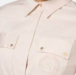 Camicie E Bluse|Top, T-Shirt & Body|Elisabetta Franchi Camicia body in popeline stretch con cut-out Lattice