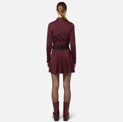 Camicie E Bluse|Elisabetta Franchi Camicia cropped in popeline stretch con drappeggio RougeNoir