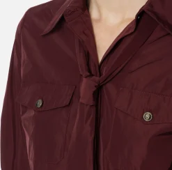 Camicie E Bluse|Elisabetta Franchi Camicia dritta in nylon tecnico con cravatta RougeNoir