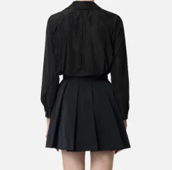 Camicie E Bluse|Elisabetta Franchi Camicia dritta in nylon tecnico con cravatta Nero