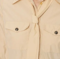 Camicie E Bluse|Elisabetta Franchi Camicia dritta in nylon tecnico con cravatta Crema