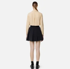 Camicie E Bluse|Elisabetta Franchi Camicia dritta in nylon tecnico con cravatta Crema