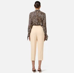 Camicie E Bluse|Elisabetta Franchi Camicia in georgette con polsi a nastro Animalier