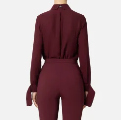 Camicie E Bluse|Elisabetta Franchi Camicia in georgette con polsi ricamati RougeNoir