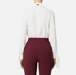 Camicie E Bluse|Elisabetta Franchi Camicia in georgette con polsi ricamati Avorio