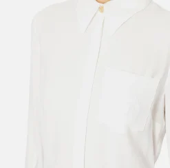 Camicie E Bluse|Elisabetta Franchi Camicia in georgette con patch logo Avorio