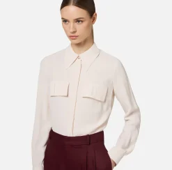 Camicie E Bluse|Elisabetta Franchi Camicia in georgette con patte ricamate Lattice