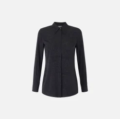 Camicie E Bluse|Elisabetta Franchi Camicia in georgette jacquard lettering Nero