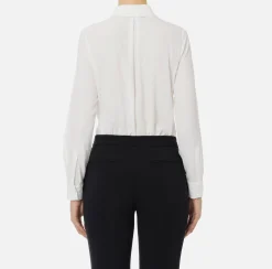 Camicie E Bluse|Elisabetta Franchi Camicia in georgette jacquard lettering Avorio