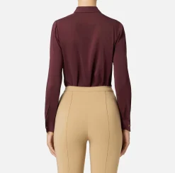 Camicie E Bluse|Elisabetta Franchi Camicia in georgette stretch con fiocco RougeNoir