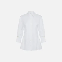 Camicie E Bluse|Elisabetta Franchi Camicia in popeline chevron con pinces Bianco