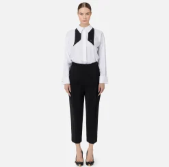 Camicie E Bluse|Elisabetta Franchi Camicia in popeline con cravattino in contrasto Bianco