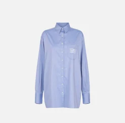 Camicie E Bluse|Elisabetta Franchi Camicia in popeline con etichetta in organza ricamata Oxford