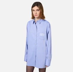 Camicie E Bluse|Elisabetta Franchi Camicia in popeline con etichetta in organza ricamata Oxford