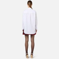 Camicie E Bluse|Elisabetta Franchi Camicia in popeline con logo sui polsi Bianco