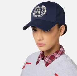 Cappelli E Guanti|Elisabetta Franchi Cappellino da baseball con logo Navy