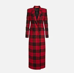 Capispalla|Elisabetta Franchi Cappotto doppiopetto in misto lana con patch RedPassion/Nero